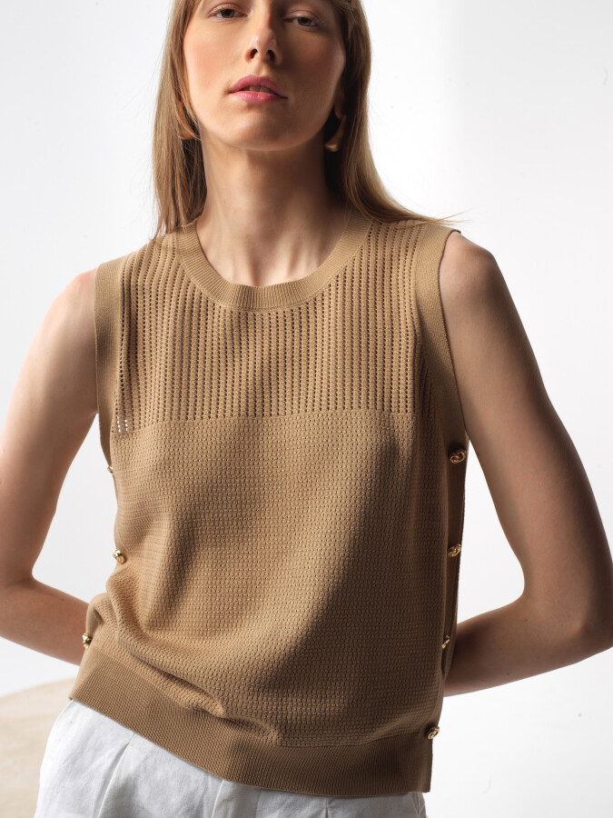 Camel Regular Fit Sweater - 1