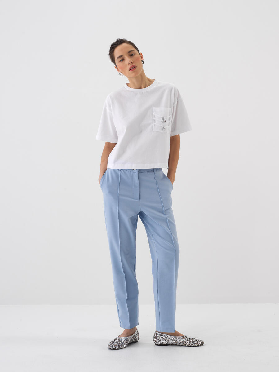 Blue Regular Fit Cotton Sweat Trousers - 2