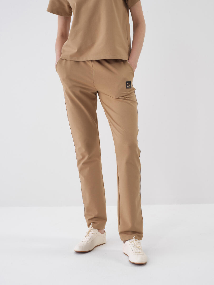 Camel Regular Fit Cotton Sweat Trousers - 1