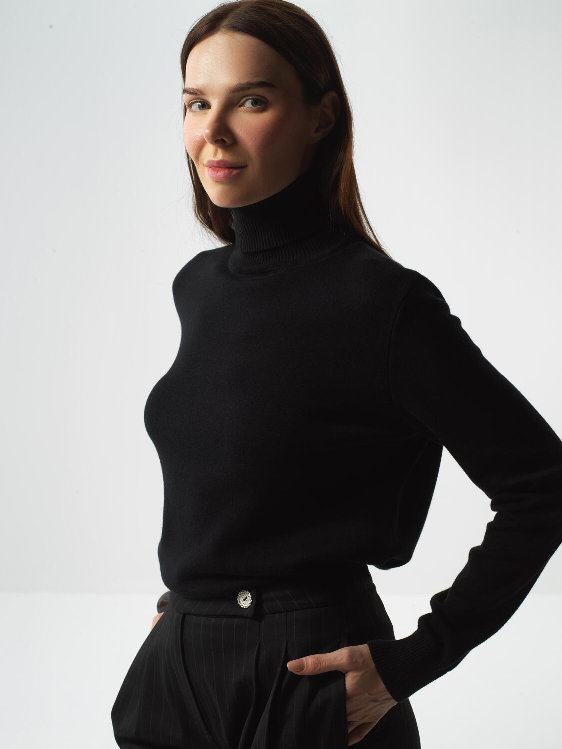 Black Cotton Textured Regular Fit Sweater - 1