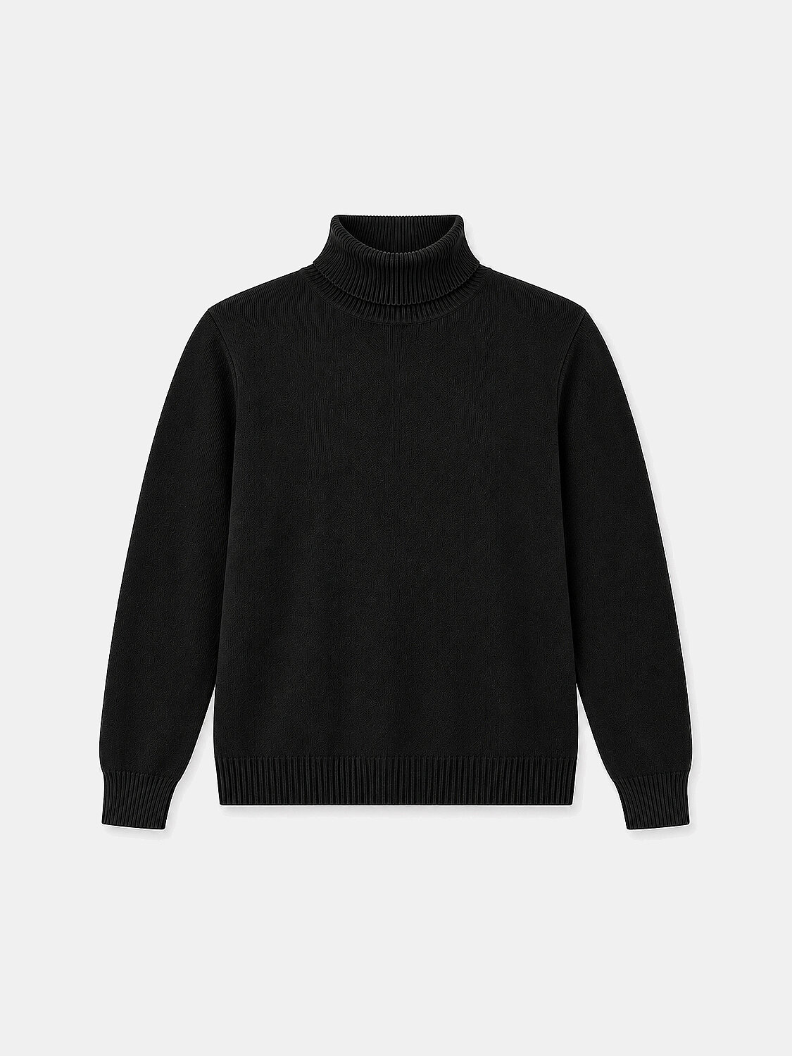 Black Cotton Textured Regular Fit Sweater