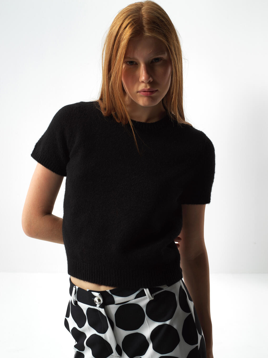 Black Soft Texture Regular Fit Sweater - 1