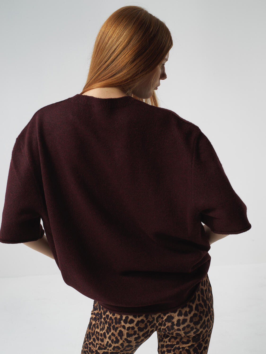 Burgundy Soft Texture Oversized Sweater - 4