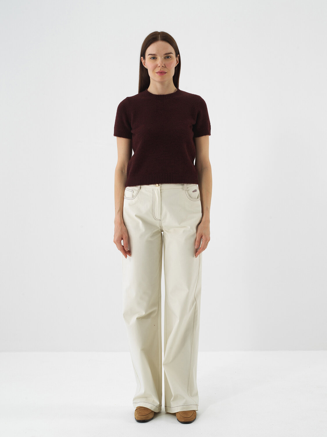 Claret Red Soft Texture Regular Fit Sweater - Xint