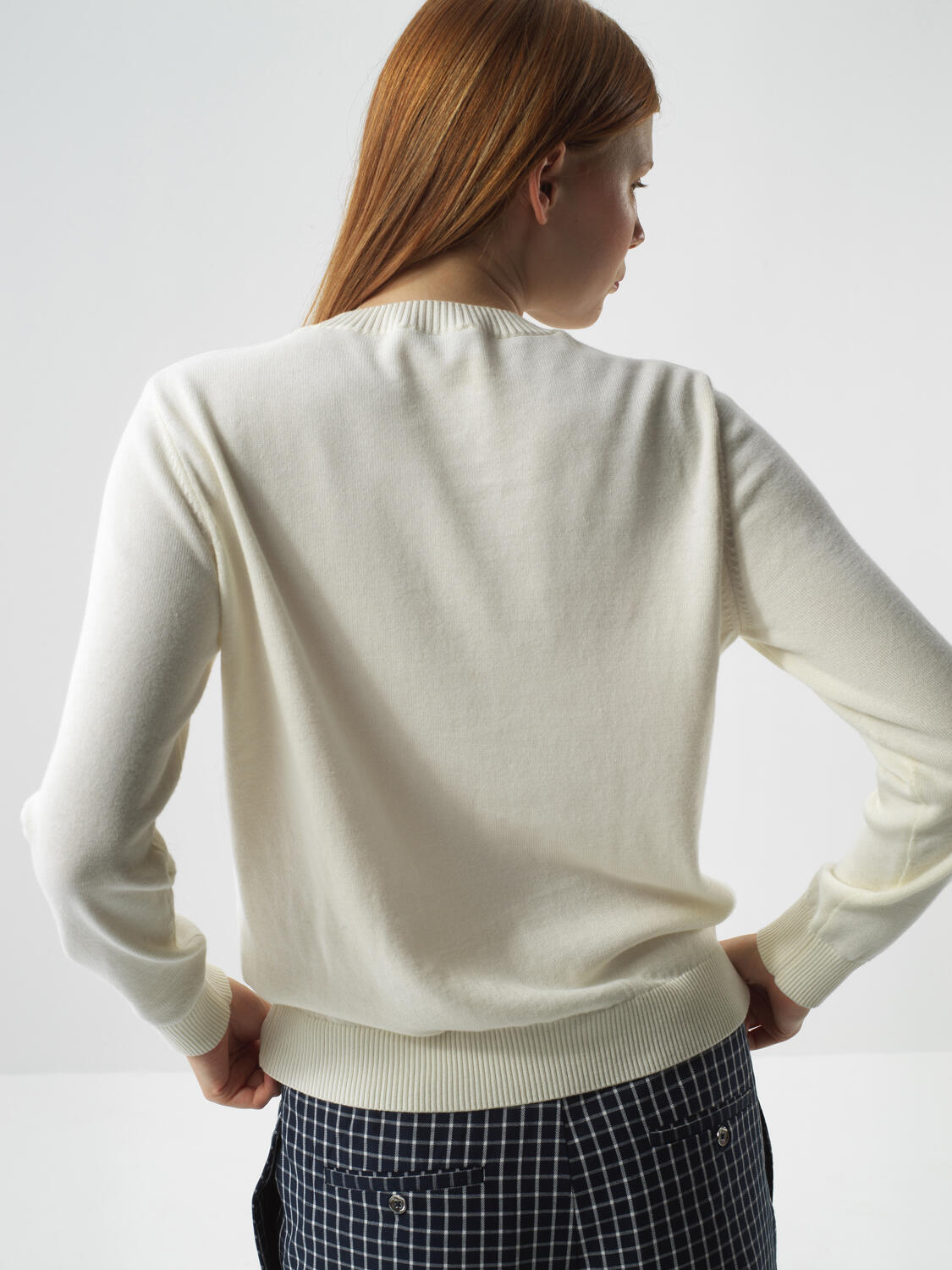 Ecru Cotton Textured Oversized Sweater - 4