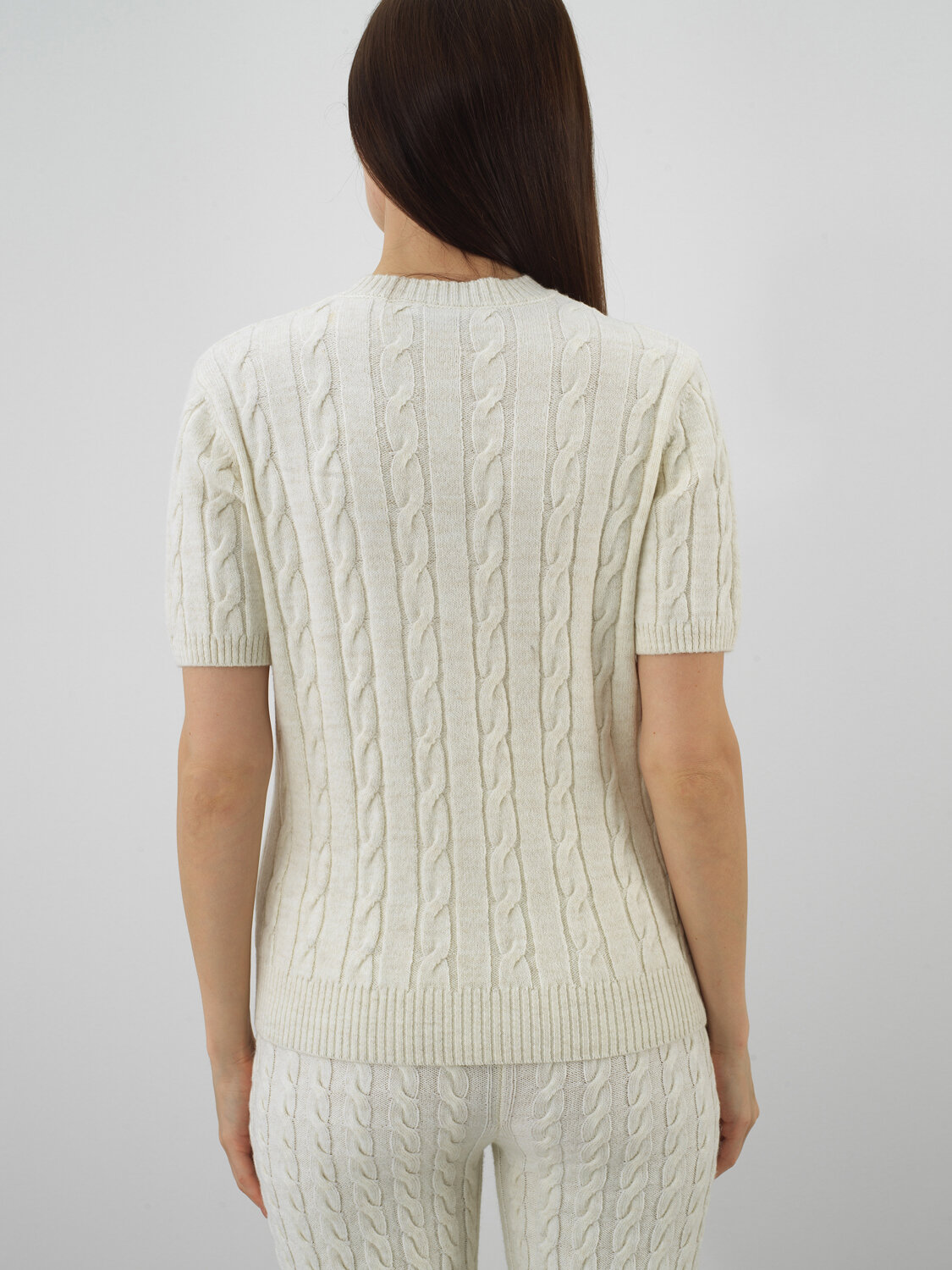 Ecru Natural Wool Textured Regular Fit Sweater - Xint