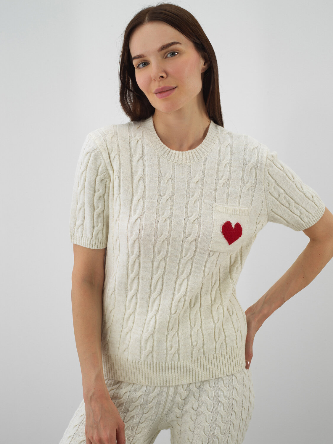 Ecru Natural Wool Textured Regular Fit Sweater - Xint