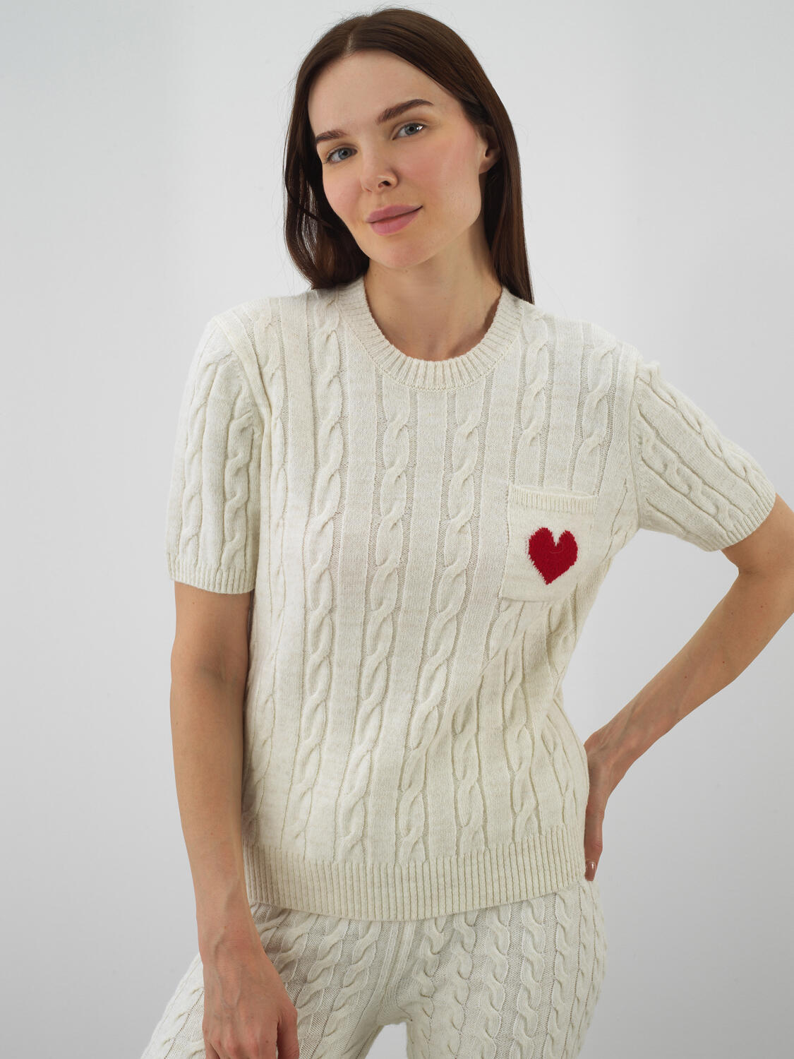 Ecru Natural Wool Textured Regular Fit Sweater