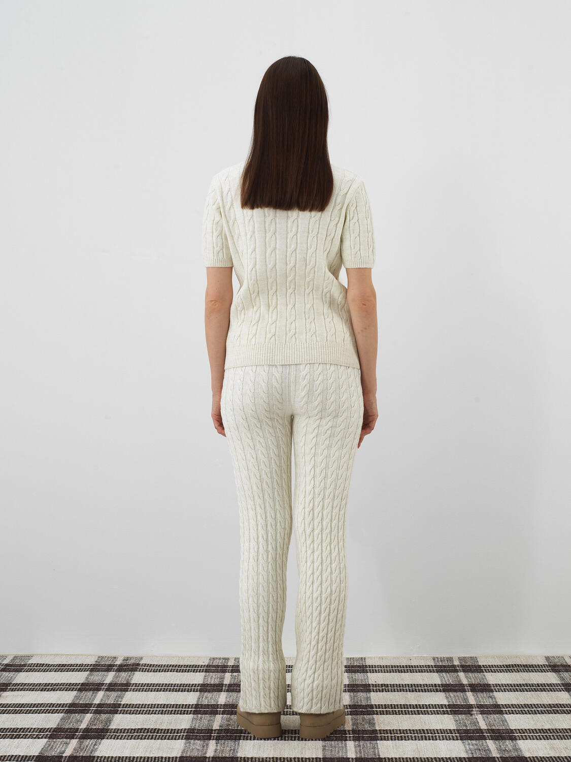 Ecru Natural Wool Textured Regular Fit Sweater - 5