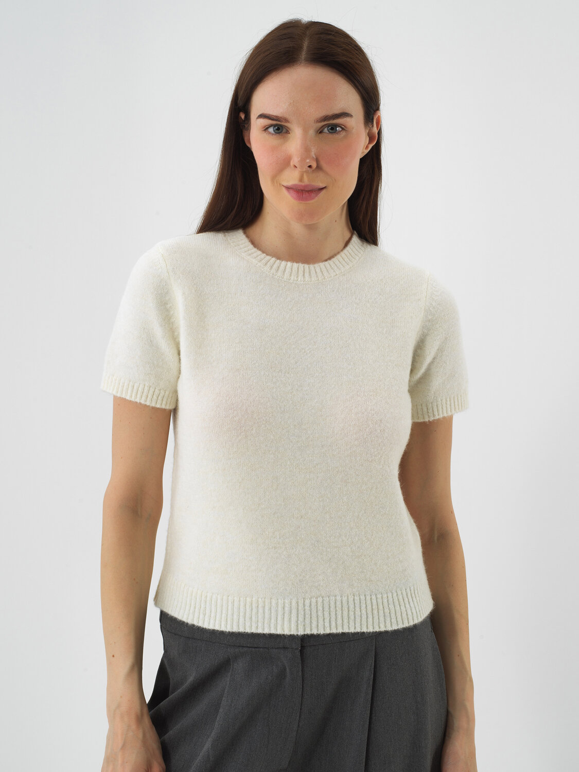 Ecru Soft Texture Regular Fit Sweater - Xint