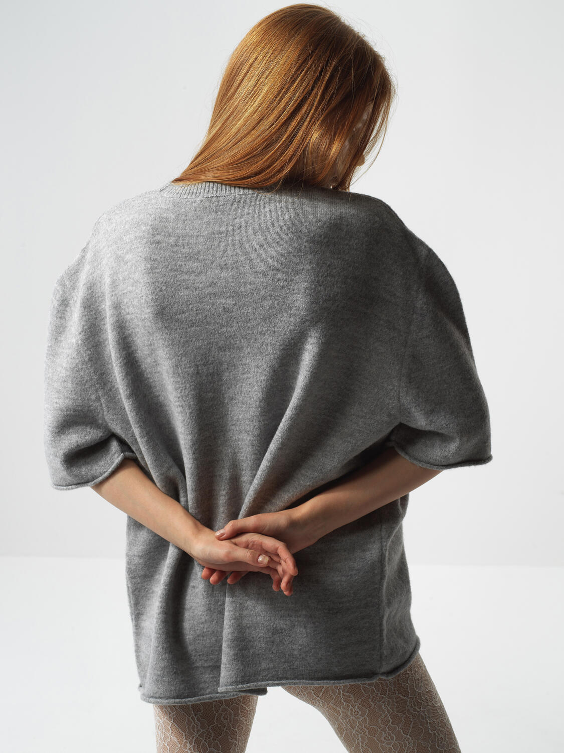 Gray Soft Texture Oversized Sweater - 4