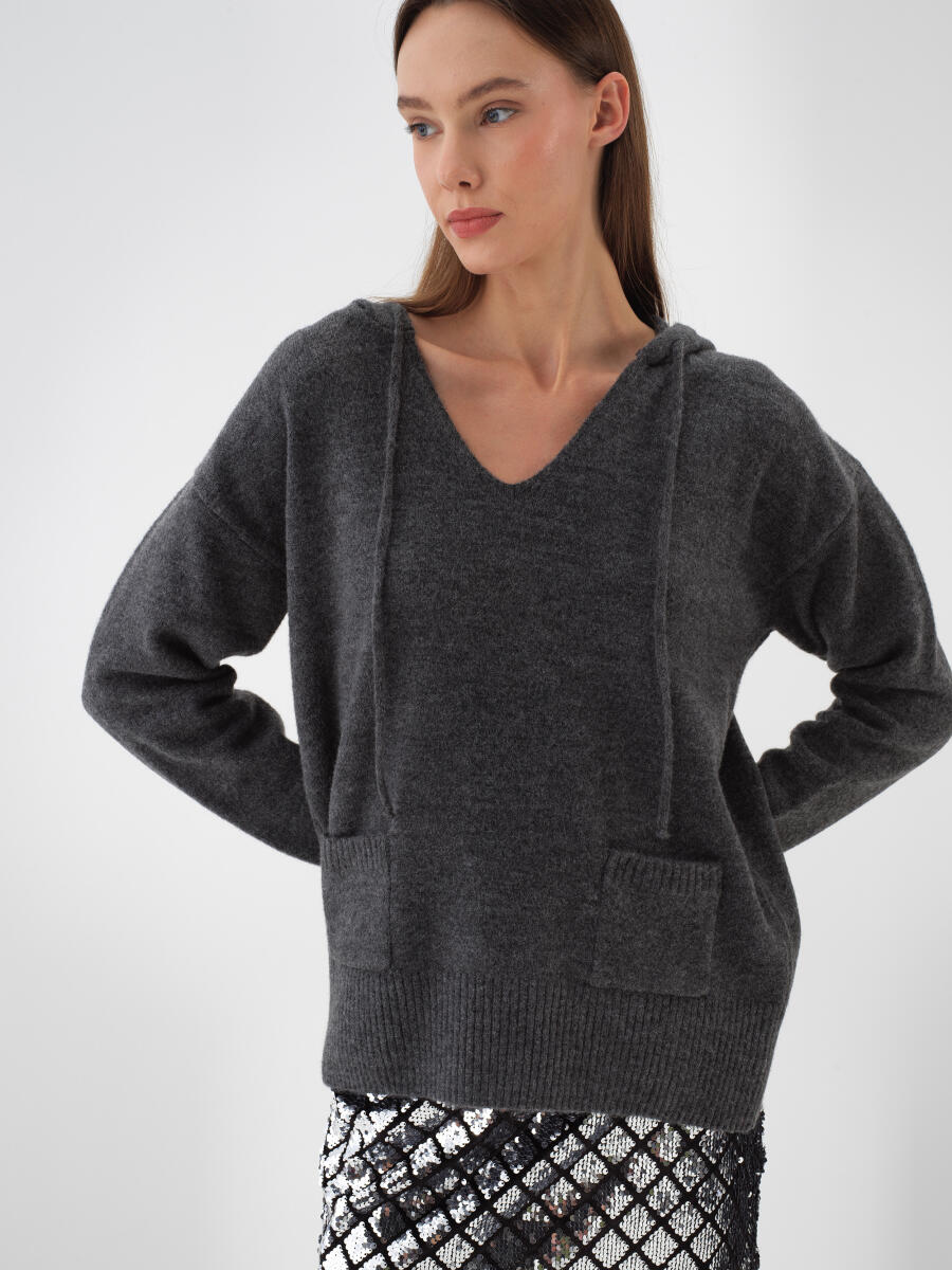 Mohair Hooded Sweater - 1