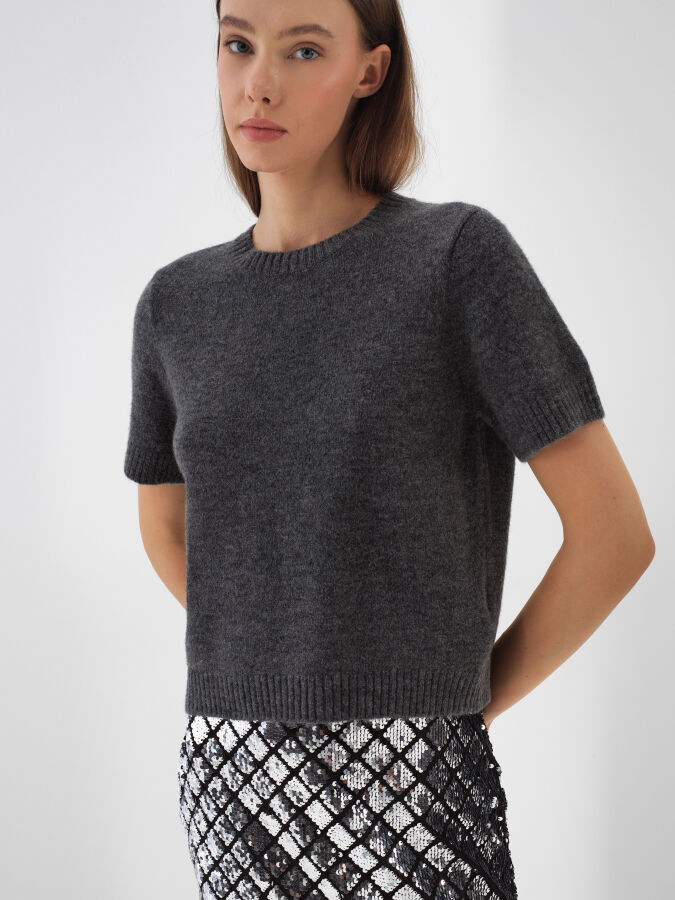 Basic Mohair Short Sleeve Sweater - Xint