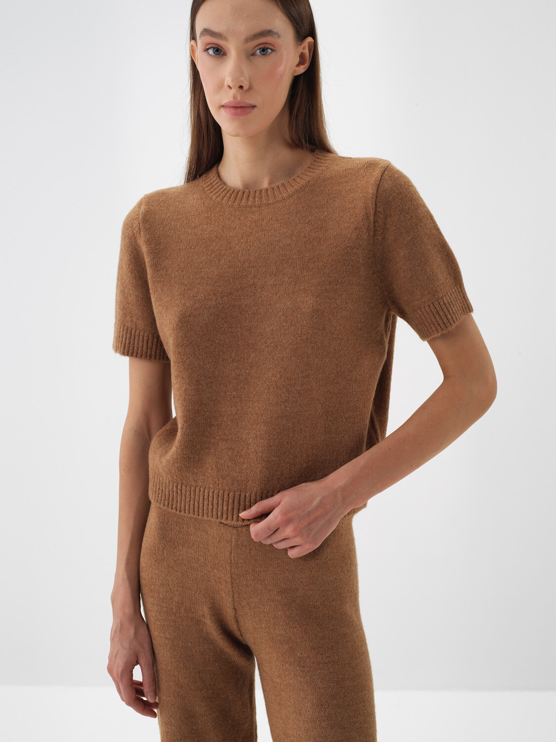Basic Mohair Short Sleeve Sweater - Xint