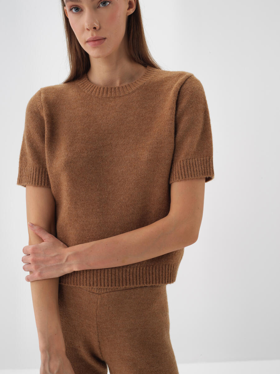 Basic Mohair Short Sleeve Sweater - 1