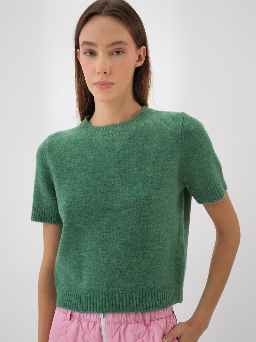 Basic Mohair Short Sleeve Sweater - 1