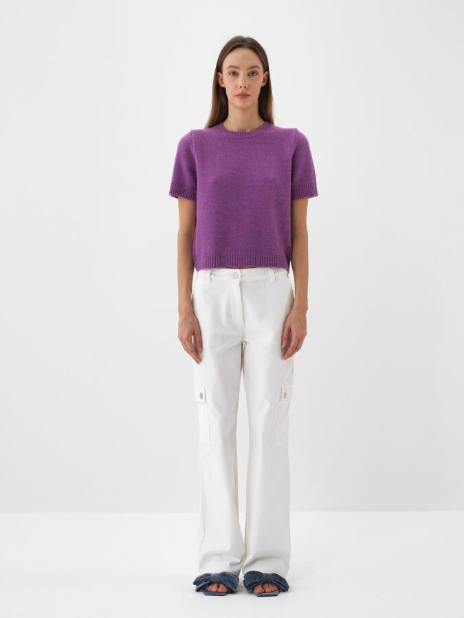 Basic Mohair Short Sleeve Sweater - Xint