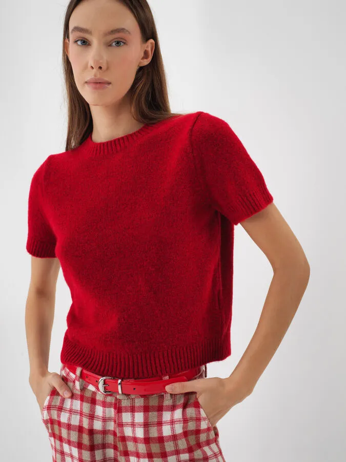 Basic Mohair Short Sleeve Sweater - Xint