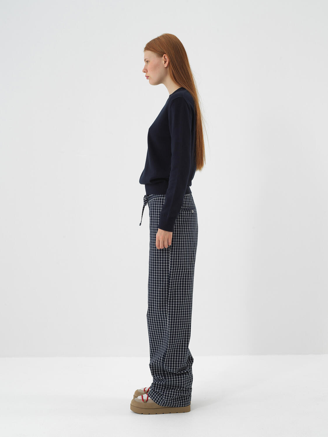 Navy Blue Cotton Textured Oversized Sweater - 3