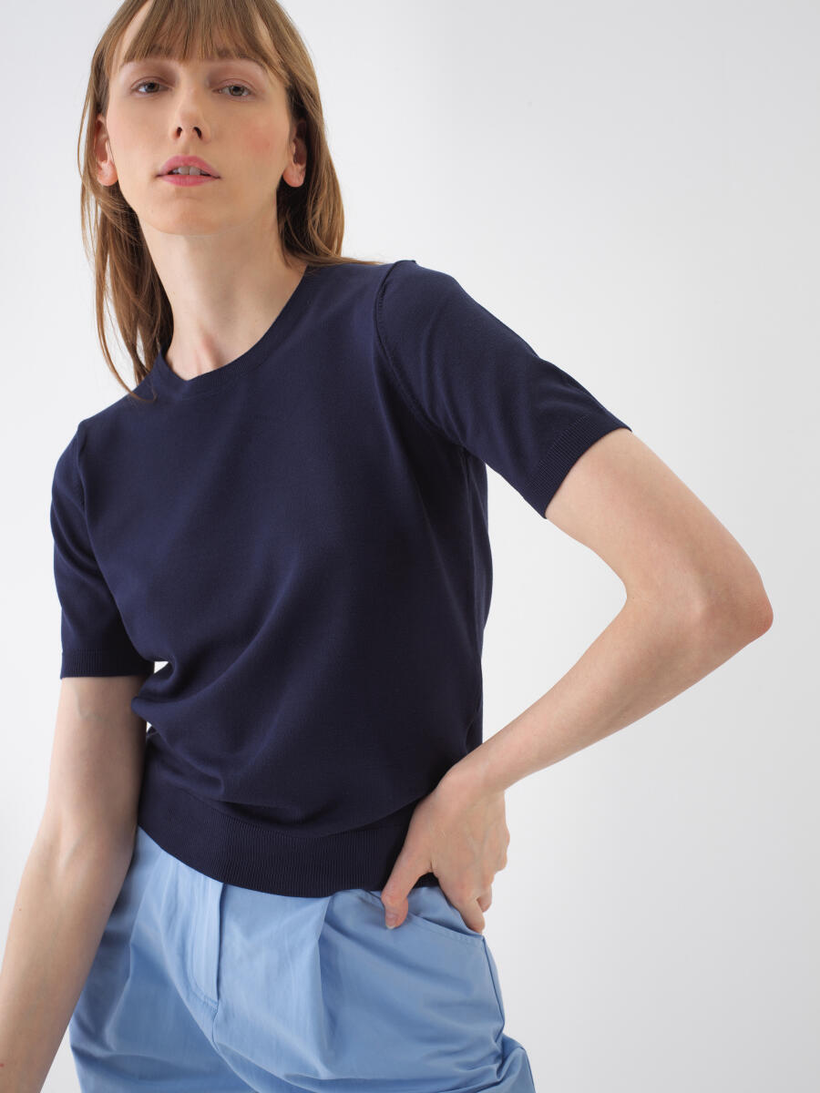 Navy Blue Regular Fit Sweater - 1