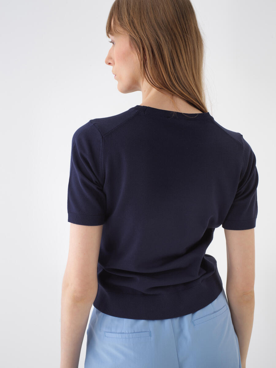 Navy Blue Regular Fit Sweater - 4