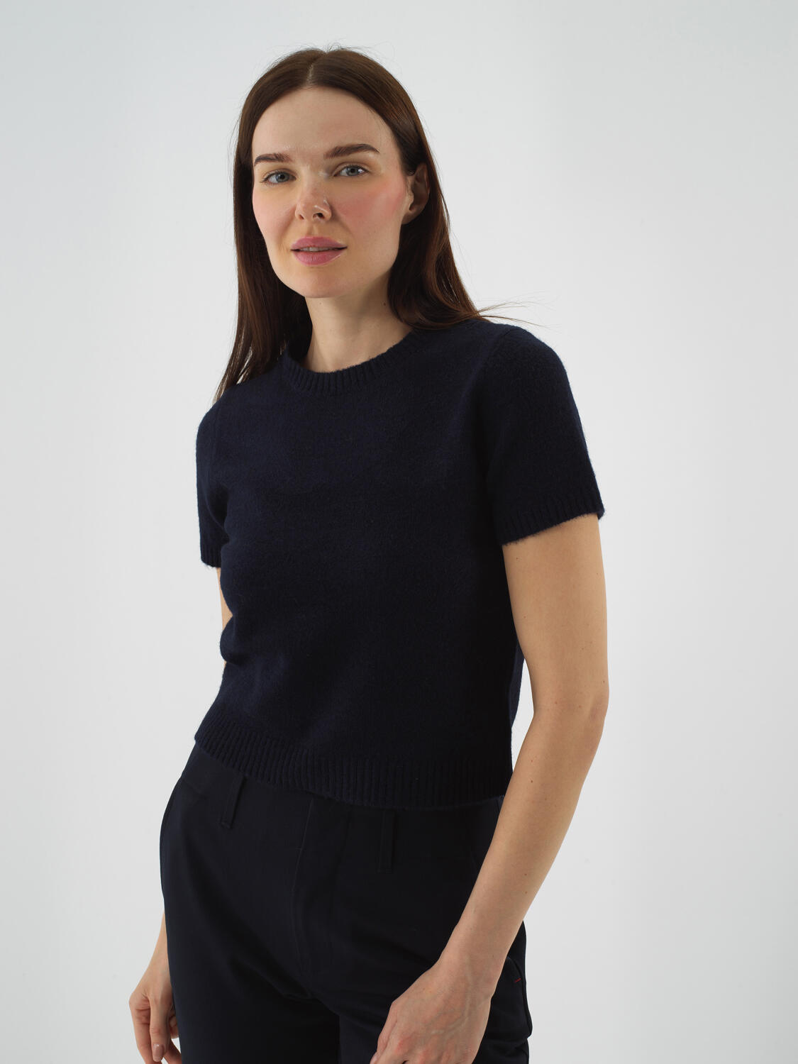 Navy Blue Soft Texture Regular Fit Sweater - 1