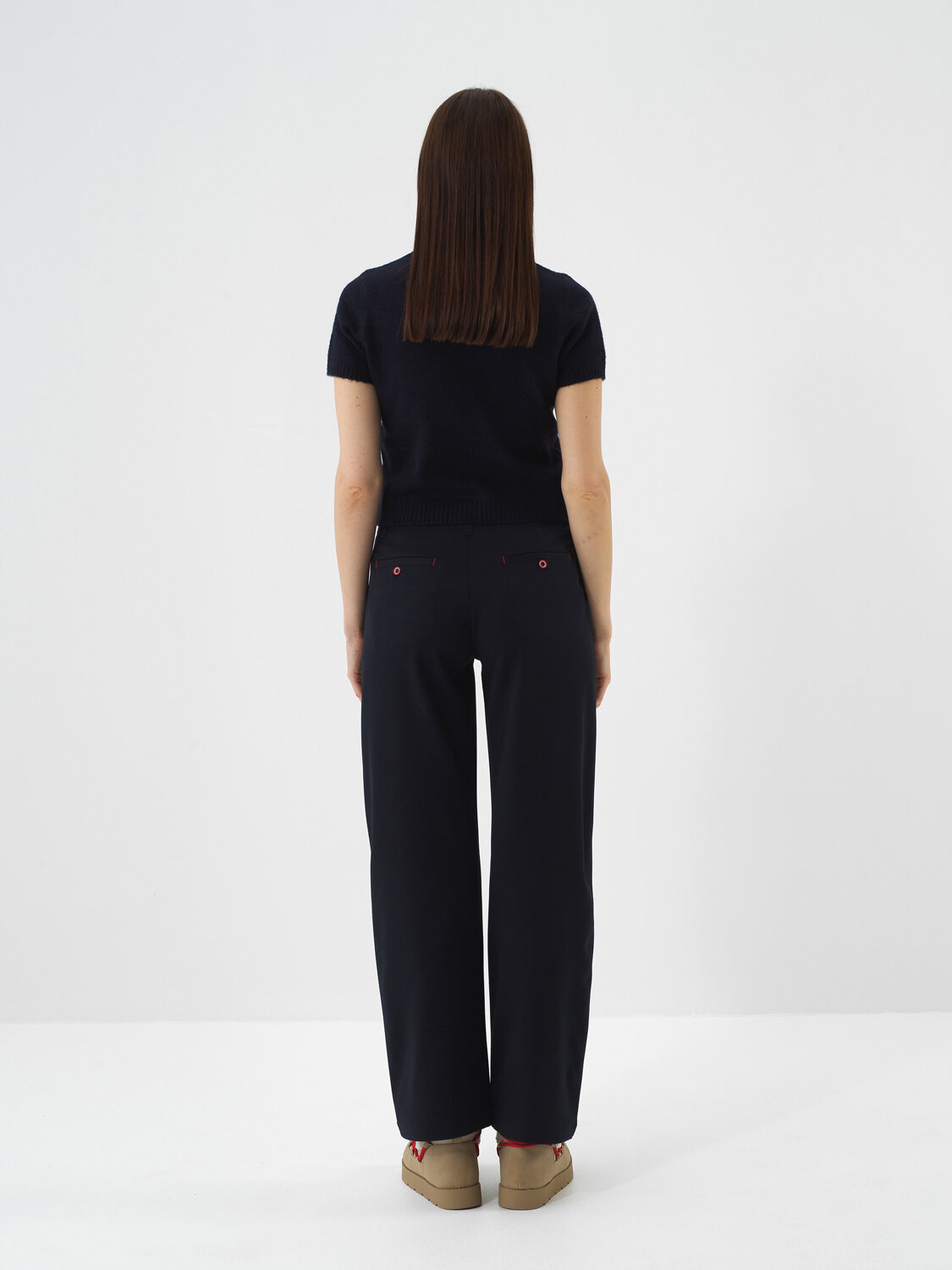 Navy Blue Soft Texture Regular Fit Sweater - Xint