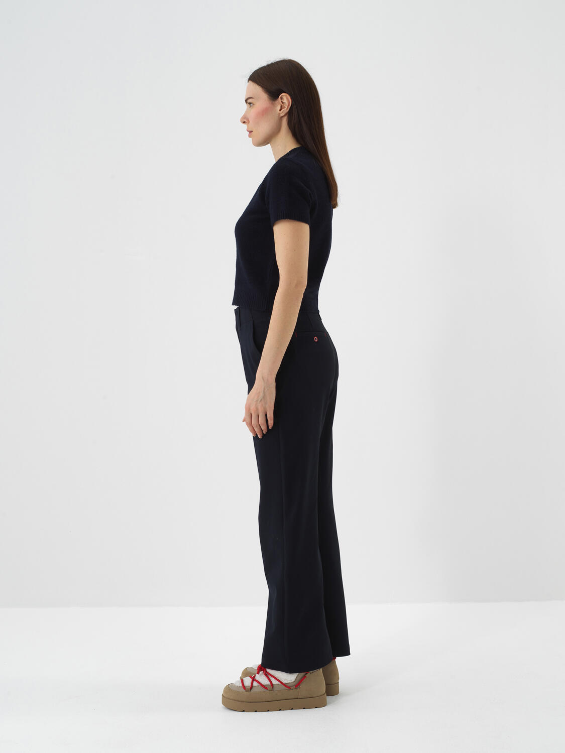 Navy Blue Soft Texture Regular Fit Sweater - 3