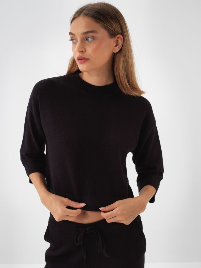 Wool Basic Plain Sweater - Xint