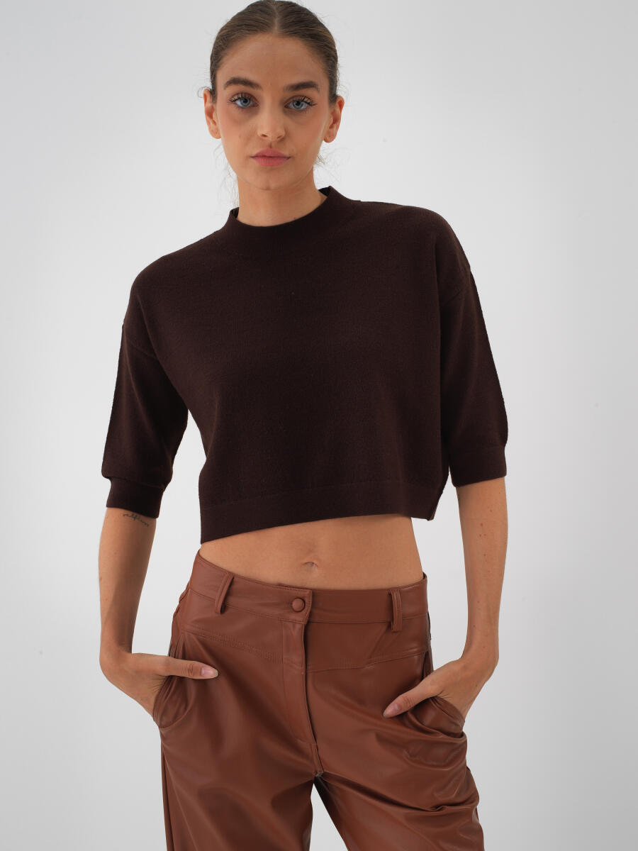 Wool Basic Plain Sweater - 1