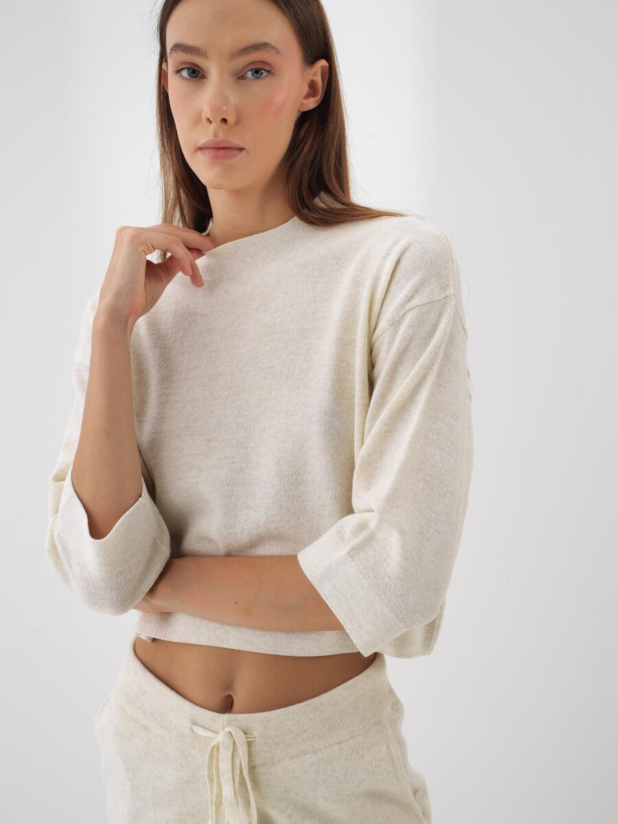 Wool Basic Plain Sweater - 1