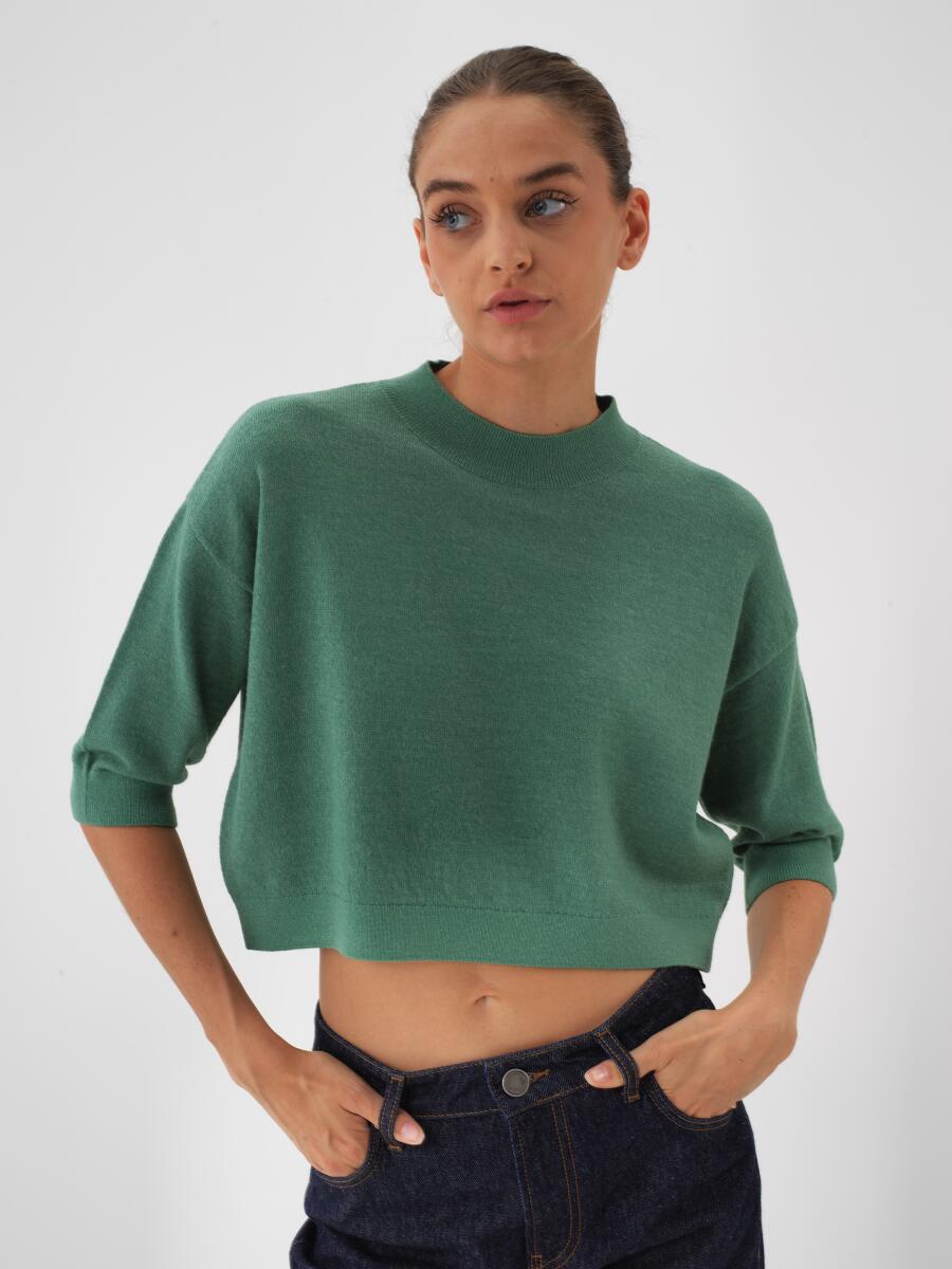 Wool Basic Plain Sweater - 1