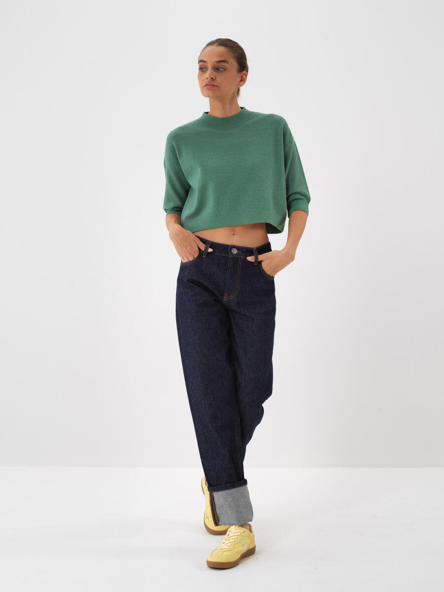 Wool Basic Plain Sweater - 2