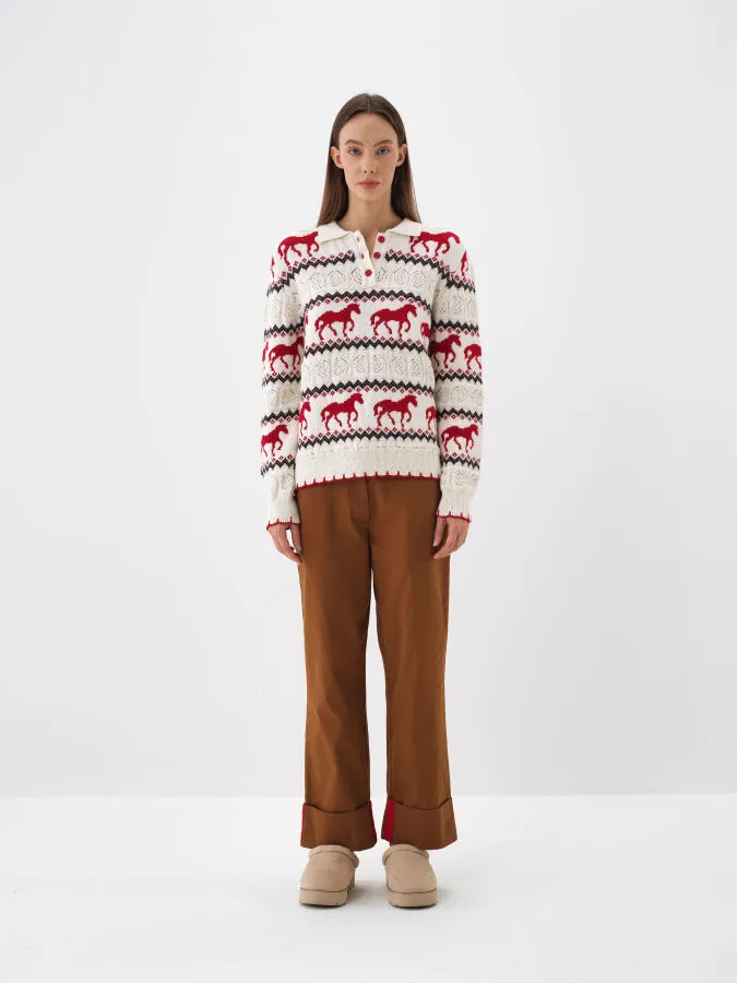 Wool Patterned Sweater - Xint