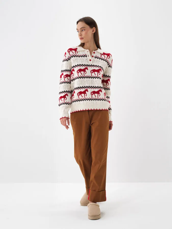 Wool Patterned Sweater - Xint