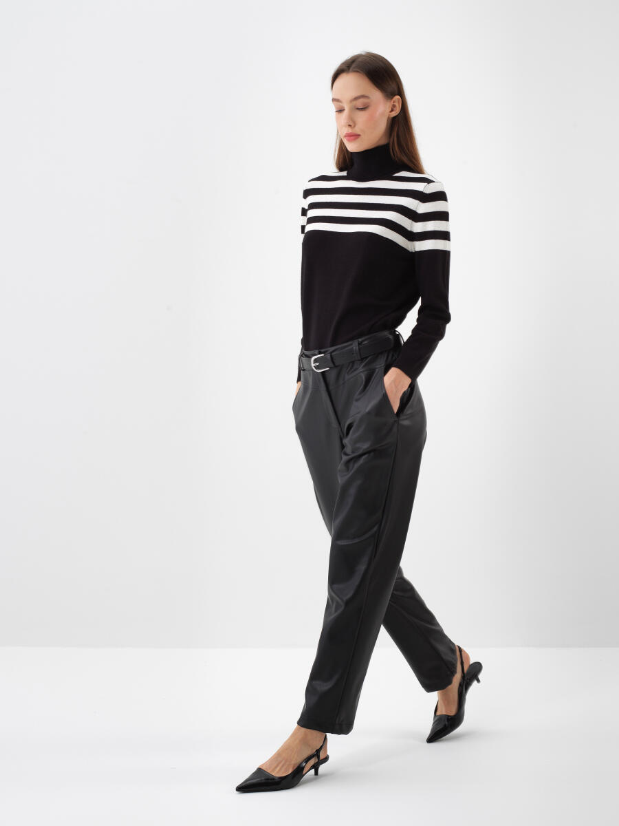 Wool Striped Turtleneck Sweater - 2