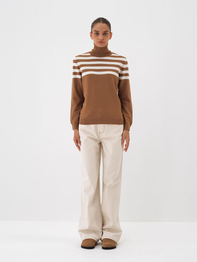 Wool Striped Turtleneck Sweater - Xint