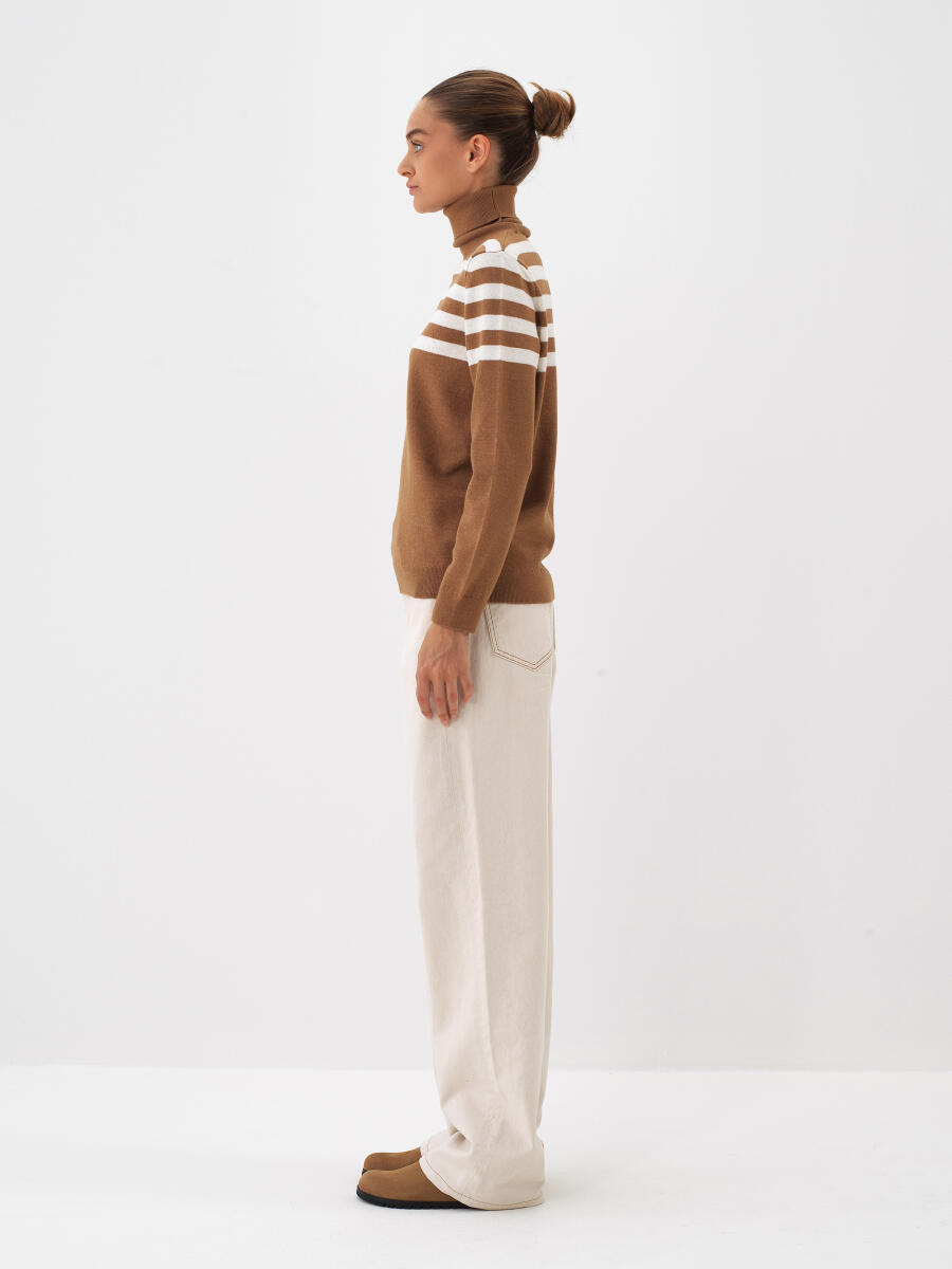 Wool Striped Turtleneck Sweater - 4