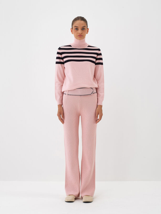 Wool Striped Turtleneck Sweater - Xint