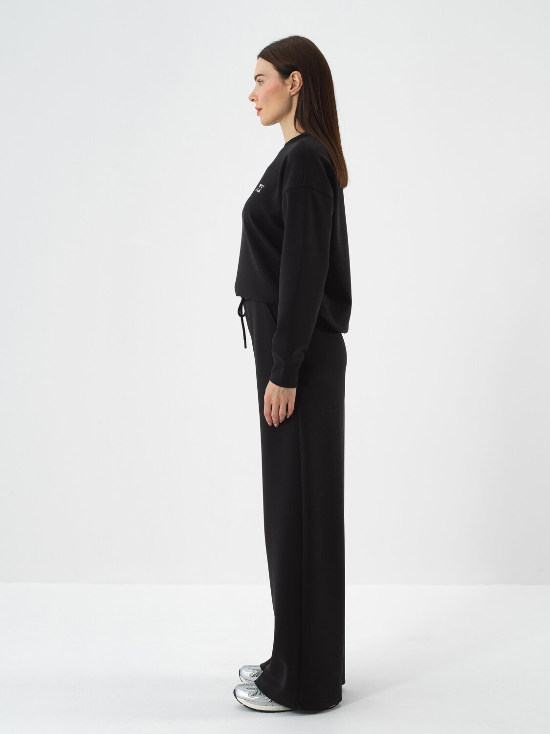 Black Modal Textured Oversize Sweat Pants - Xint