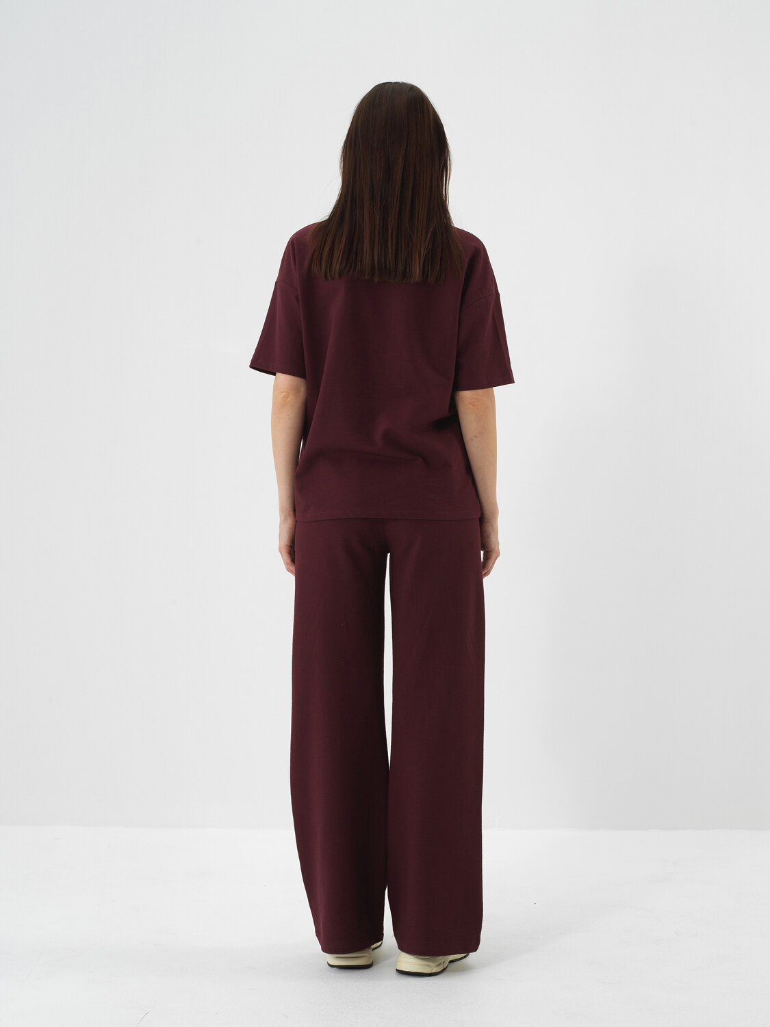 Burgundy Cotton Textured Oversized Sweat Trousers - Xint