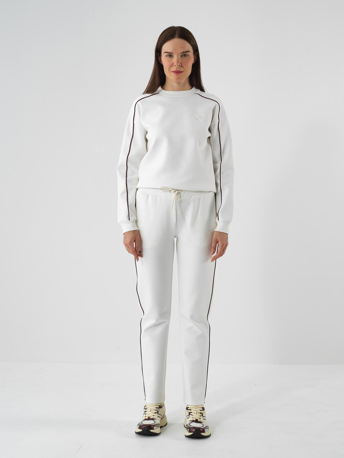 Ecru Cotton Textured Regular Fit Sweat Trousers - 2