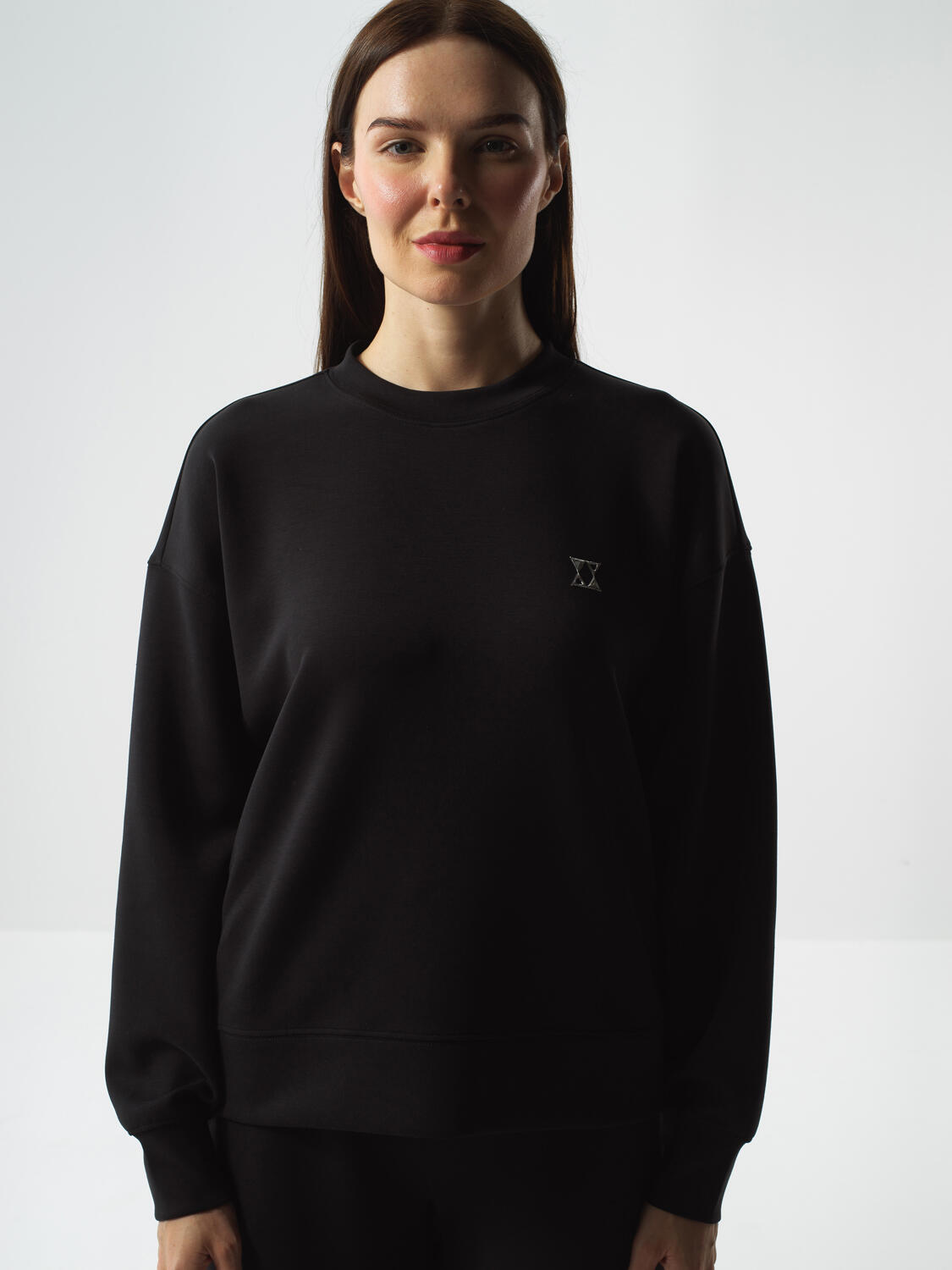 Black Modal Textured Oversized Sweatshirt