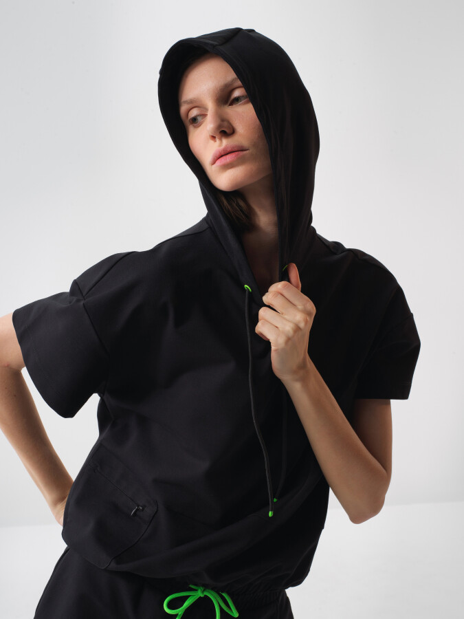 Black Oversize Cotton Sweatshirt - 1