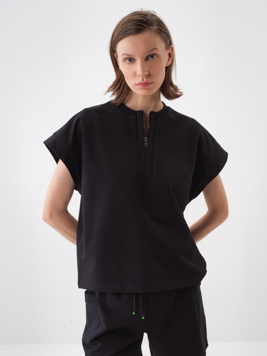 Black Oversize Cotton Sweatshirt - 1