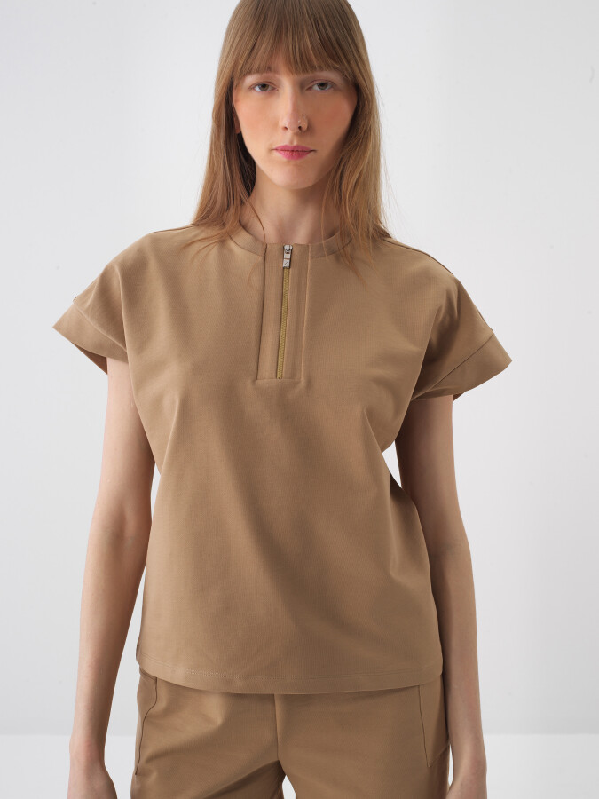 Camel Oversize Cotton Sweatshirt 