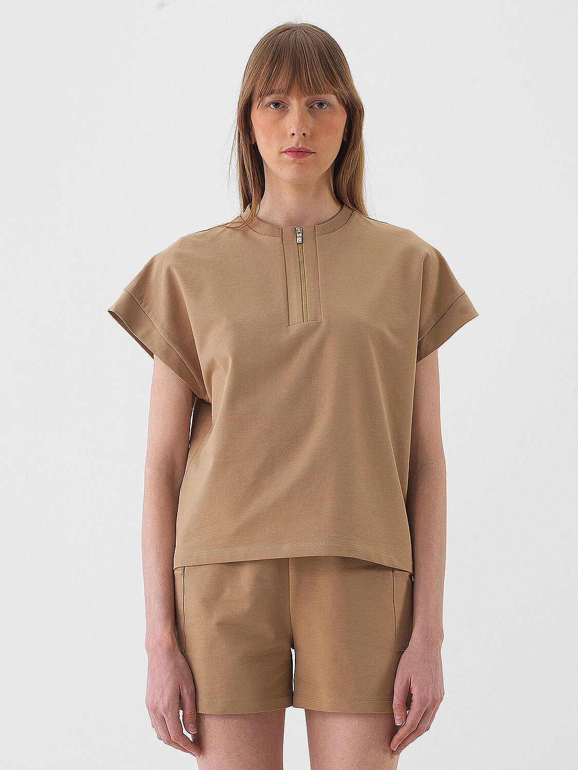 Camel Oversize Cotton Sweatshirt