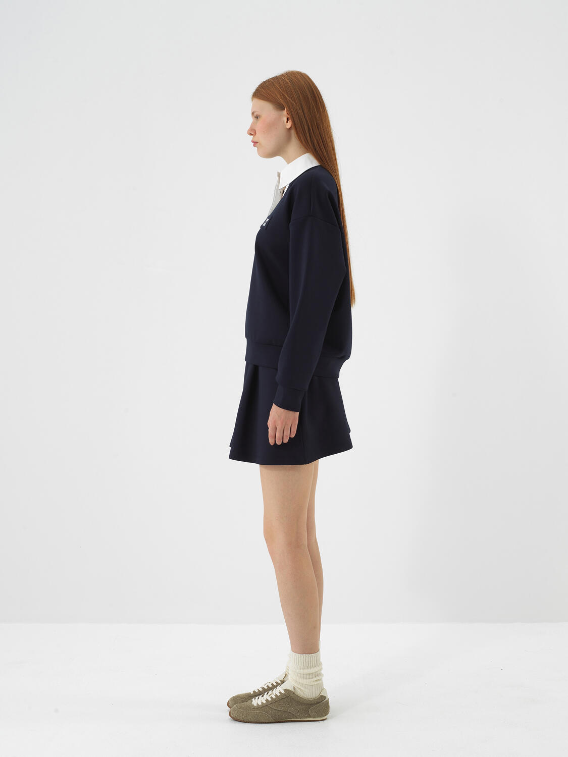 Navy Blue Flexible Textured Oversize Sweatshirt - 3