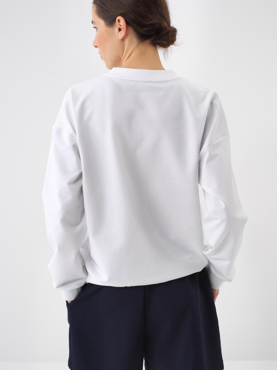 White Oversize Cotton Sweatshirt - 3