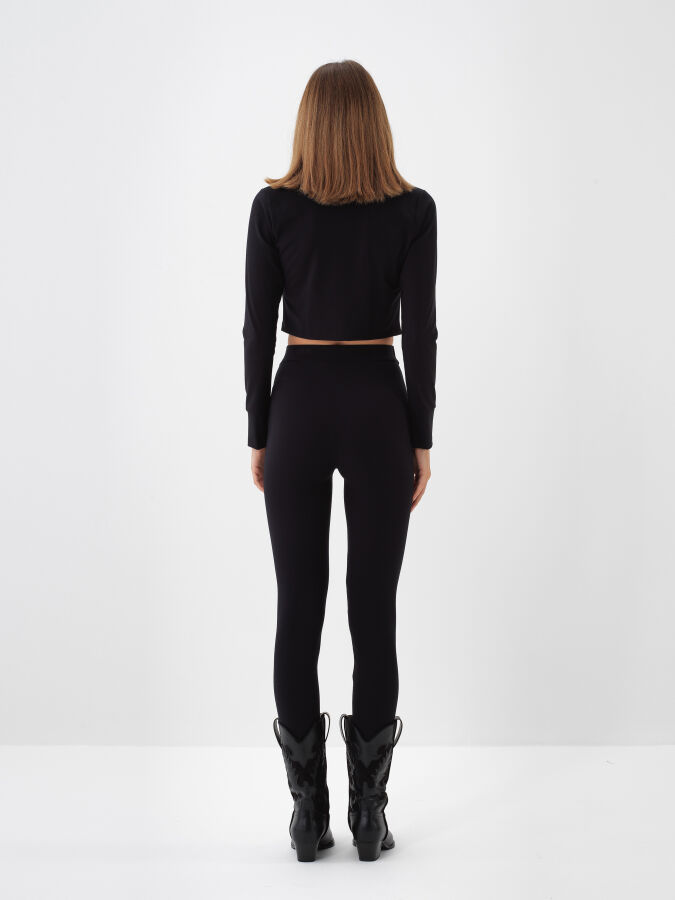 Plain Leggings with Belt Detail - Xint